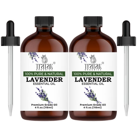 TRATAK ORGANICS Lavender Bulgaria Essential Oil 4 oz, Undiluted for Aromatherapy & Diffuser (Pack of 2)