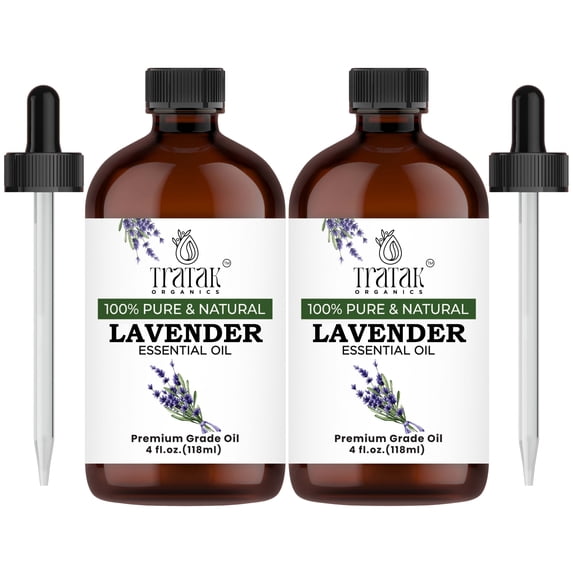 TRATAK ORGANICS Lavender Bulgaria Essential Oil 4 oz, Undiluted for Aromatherapy & Diffuser (Pack of 2)