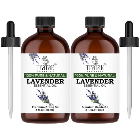 TRATAK ORGANICS Lavender Bulgaria Essential Oil 4 oz, Undiluted for Aromatherapy & Diffuser (Pack of 2)