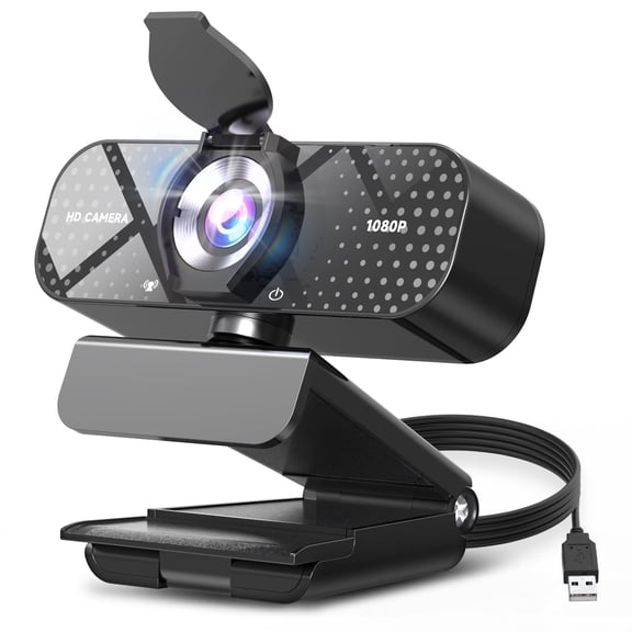 TRAUSI 1080P HD Web Camera, Plug and Play Webcam with Built-in Mic, Wide View Angle and Auto Light Correction for Desktop Laptop Video Calling Conference