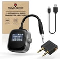 thumbnail image 1 of TRAVEL DEPOT Airplane Bluetooth Transmitter Receiver for 2 Compatible w/AirPods Wireless Headphones, HD Display Low Latency 3.5mm AUX Jack 5.3 Bluetooth Audio Adapter for TV, Flying, Car, Gym, Stereo, 1 of 10