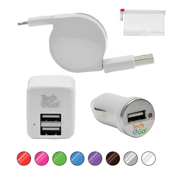 TRAVEL DEPOT Retractable Charger for iPhone, Apple Compatible Super Fast Charger Lightning Wall/Car Charger for iPhone, Travel Kit