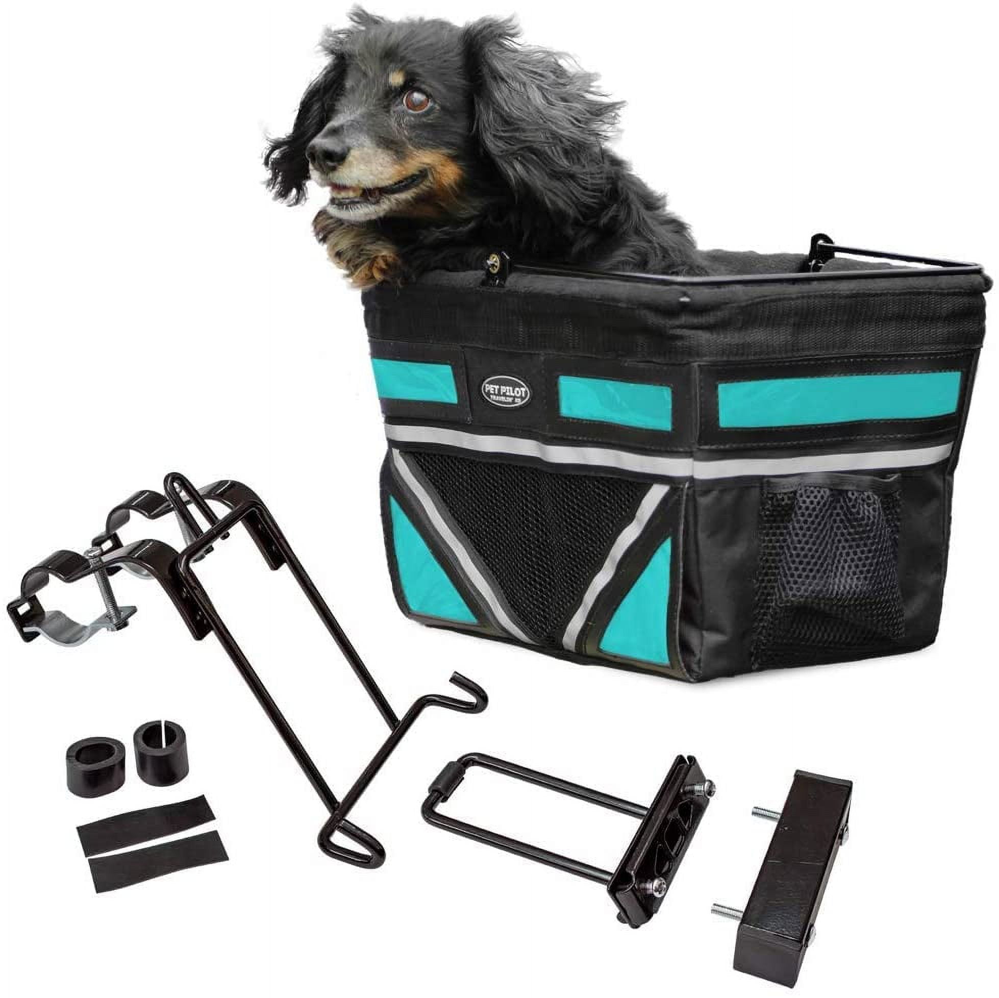 TRAVELIN K9 Pet Pilot Original Small Dog Bike Basket with Color Options Comes Assembled Just Install Mount Turquoise