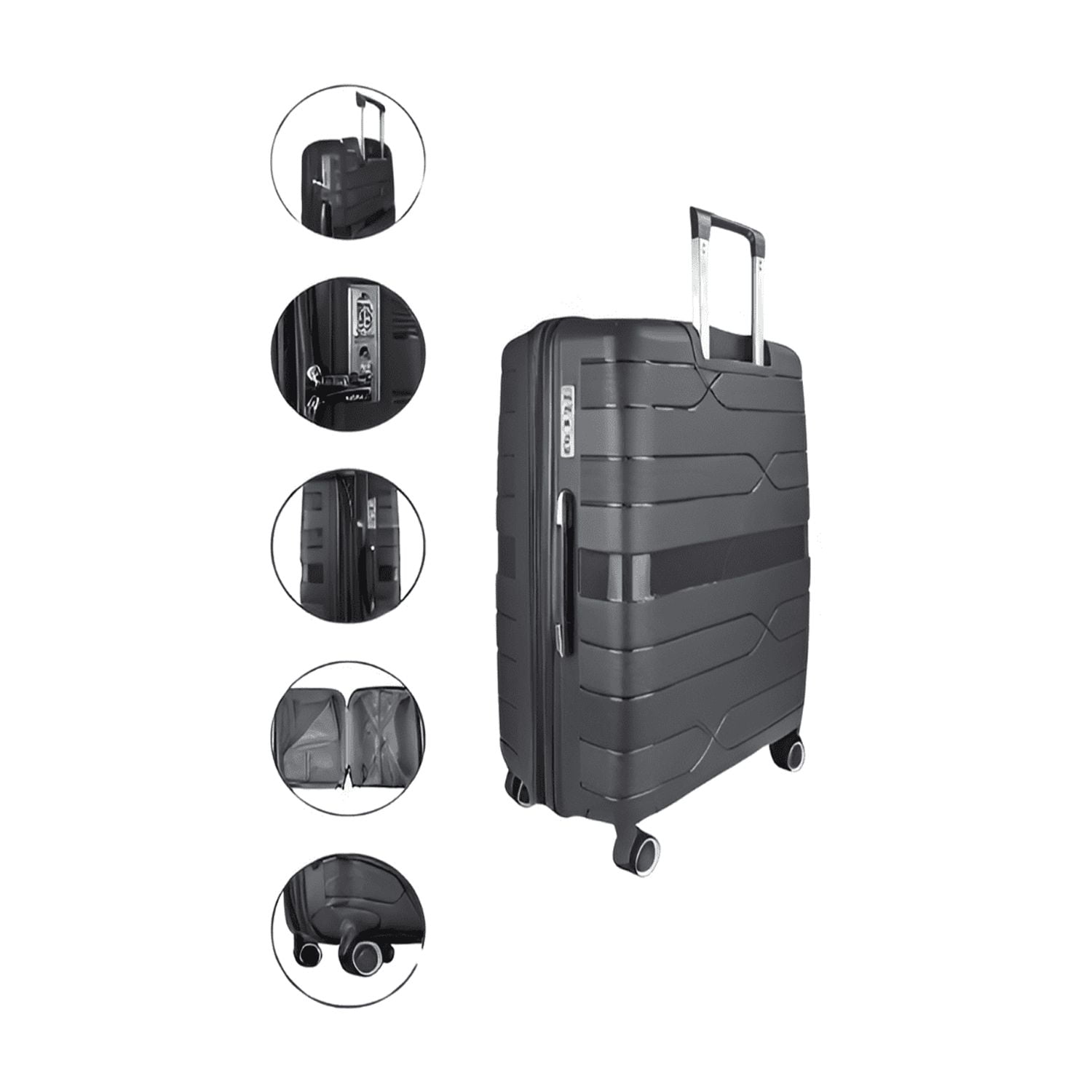 TRAVLR 100% PP Break Resistant Lightweight Expandable 28" Checkin Luggage Trolley, Dark Grey.