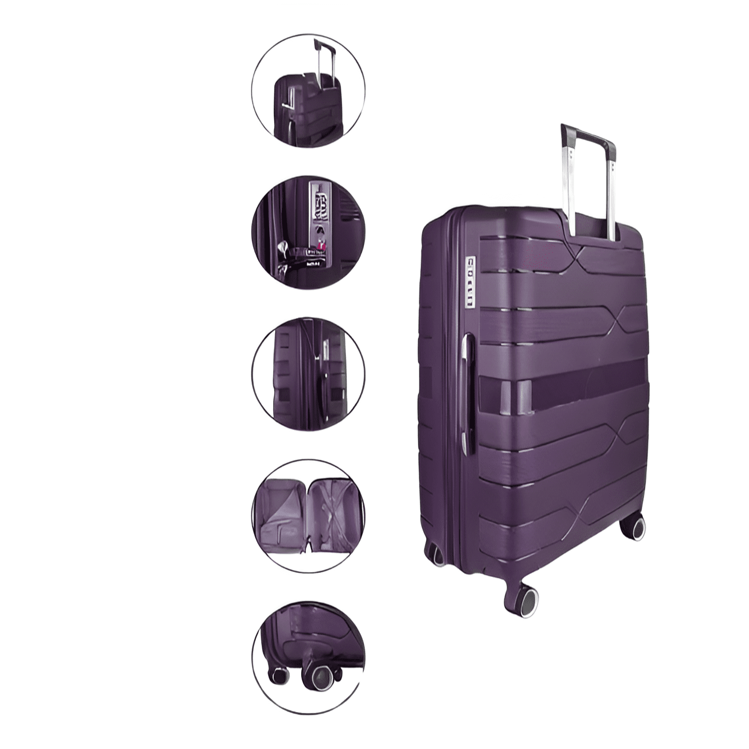 TRAVLR 100% PP Break Resistant Lightweight Expandable 28" Checkin Luggage Trolley, Purple.