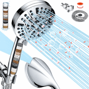 TRBCREATION High Pressure Handheld Shower Head with Filter, 10 Spray Modes,  Detachable Showerhead Set with Adjustable Bracket & Built-in Power Jet Modes for Bath, Tub, Tile & Pets