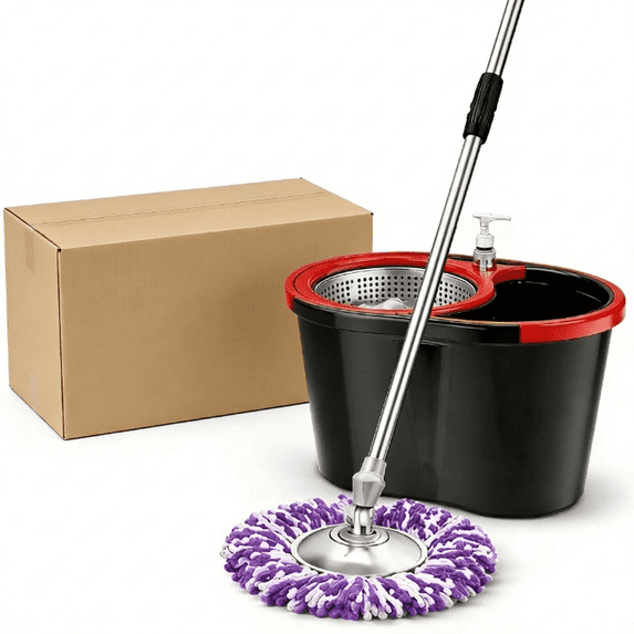 TRBCREATION Microfiber Spin Mop, Bucket Floor Cleaning System, Rotating Mop for Tile, Hardwood, Laminate