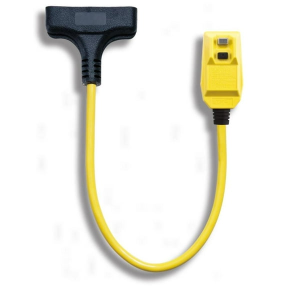 TRC 14880023-6 12/3 2 Yellow Shockshield GFCI Protected Right Angle Plug Tri-Cord with 3-Outlets