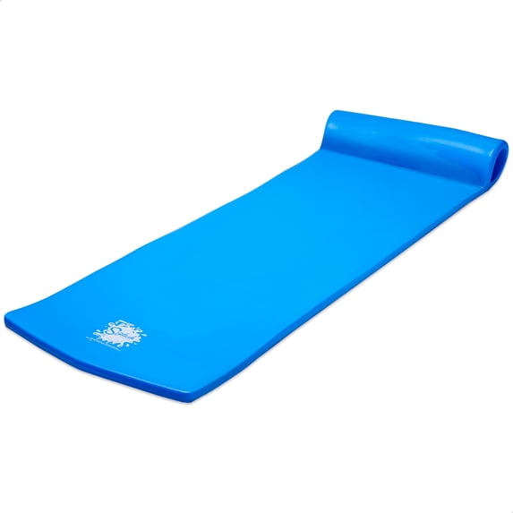 TRC Recreation Splash 1.25" Thick Foam Pool Float Adult Water Lounger w/ Headrest, Blue