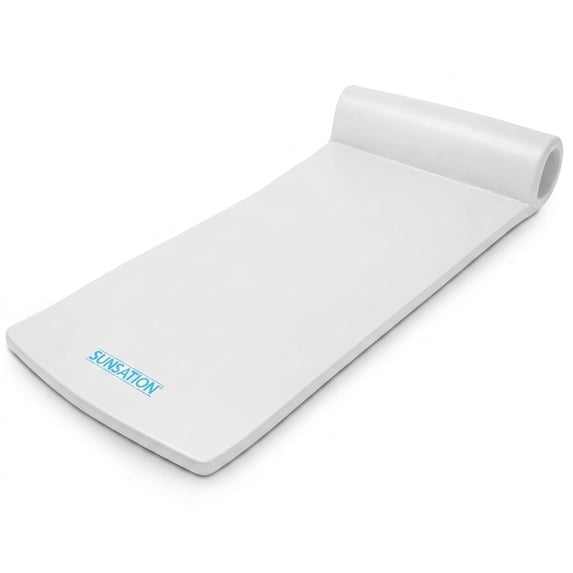 TRC Recreation Sunsation Pool Float 1.75\" Thick Foam Lounger Mat, 70\" x 26\", White