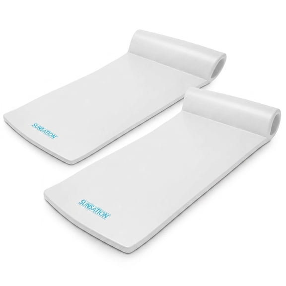 TRC Recreation Sunsation 1.75" Thick Foam Pool Float Lounger w/ Headrest, 2 Pack, White
