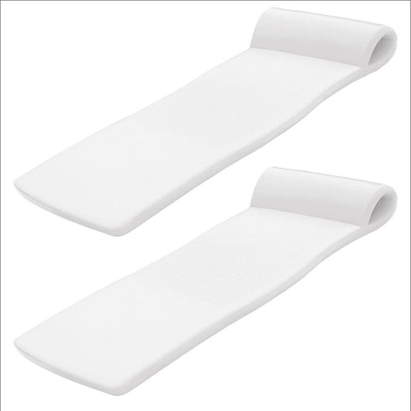 TRC Recreation Sunsation 1.75" Thick Foam Pool Float Lounger w/ Headrest, 2 Pack, White