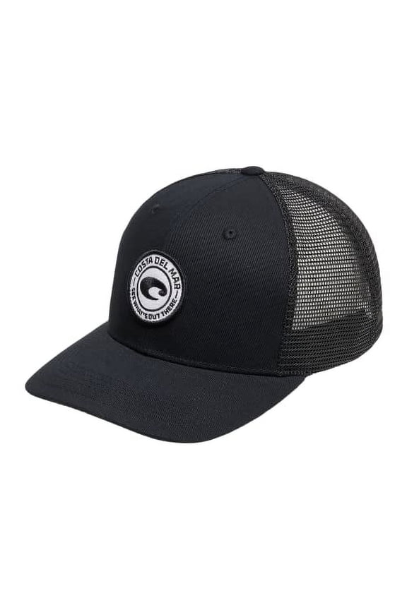Del Mar Medallion Trucker Hat, Black, One Size