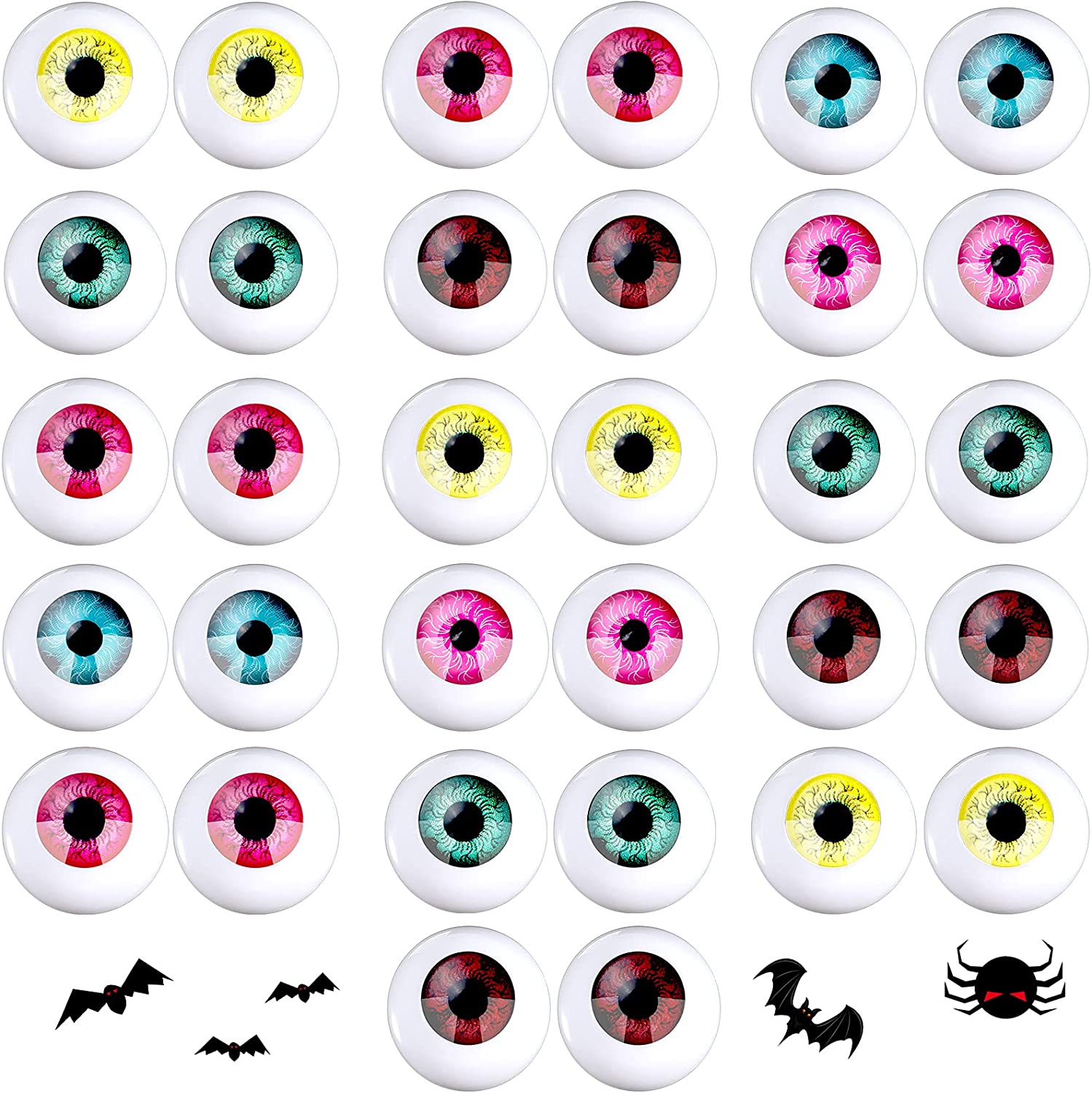 32 Pieces Halloween Eyeballs Plastic Half Eyeballs Spooky