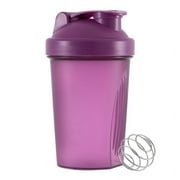 Hmess 400ML Blender Shaker Bottle with Stainless Whisk Ball  Protein Shakes Leakproof for Powder Workout Gym Sport-Purple