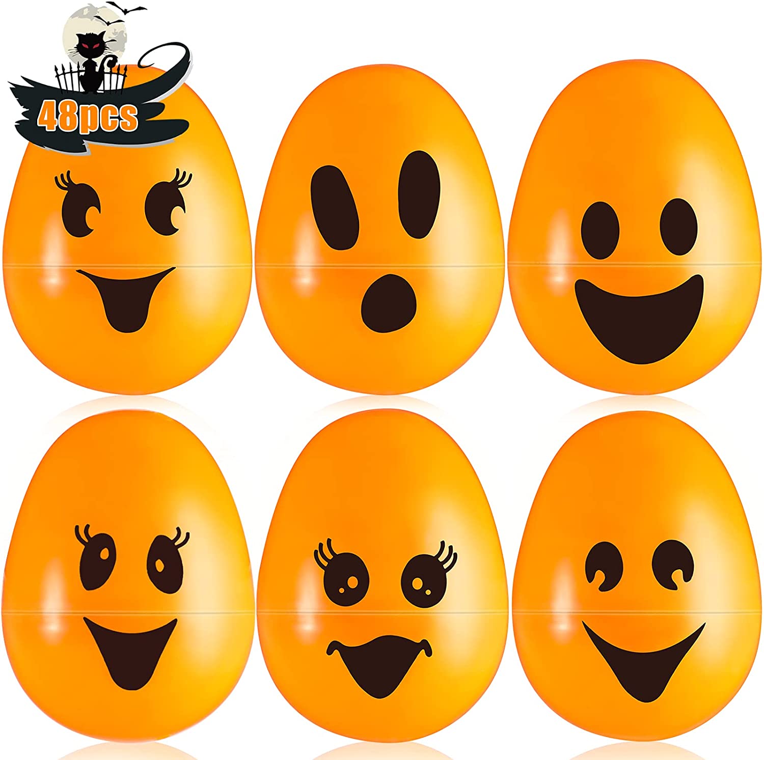 48 Pieces Halloween Eggs Orange Plastic Easter Eggs Halloween