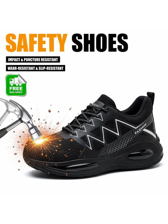 Men's and Women's Steel Toe Safety Work Sneakers, Kevlar Puncture-Resistant, Anti-Slip, Breathable