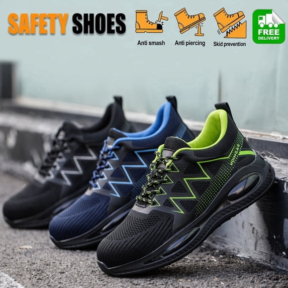 TREADVAULT Men's and Women's Steel Toe Safety Work Sneakers, Kevlar Puncture-Resistant, Anti-Slip, Breathable, Soft Flexible
