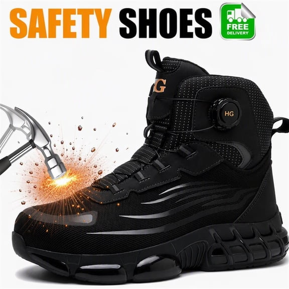 Treadvault Men's and Women's Black Steel Toe Puncture Resistant High-Top Work Boots