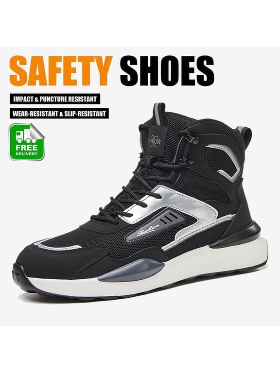 TREADVAULT Men's and Women's Composite Toe Safety Work Shoes, Puncture-Resistant, Breathable, High-Top