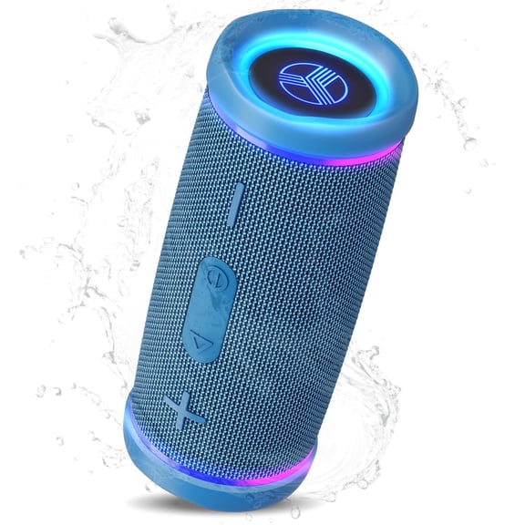 TREBLAB HD77 Waterproof Bluetooth Speaker, 30W Deep Bass, RGB Light, 20H | TWS Pairing for True Stereo, USB-C Fast Charge, AUX Input – Portable Wireless Speaker for Outdoor & Backyard Use