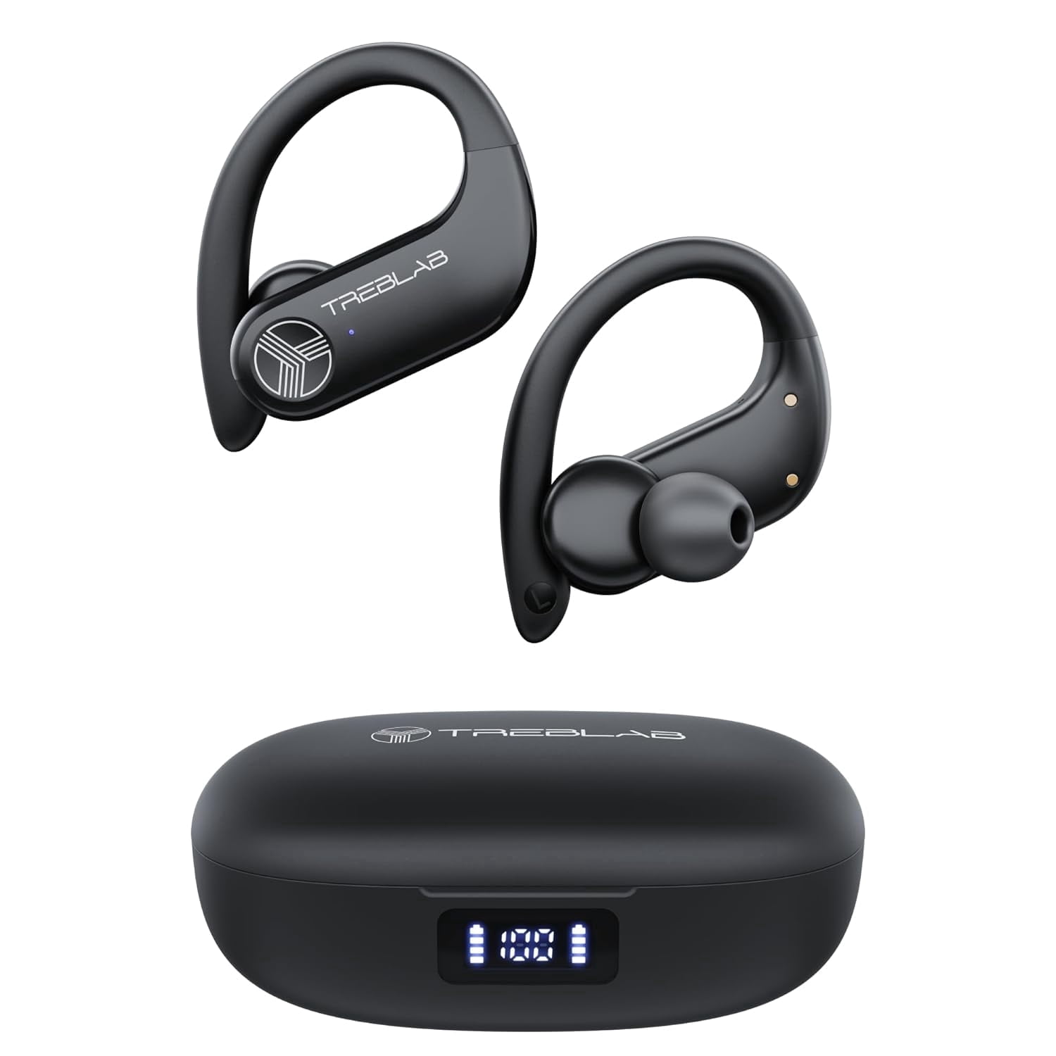 TREBLAB X3 Pro - Sports Wireless Ear Buds Bluetooth - Comfortable Workout Headphones with Secure Ear Hooks, 12H Long Battery Life, IPX5 Sweatproof Earphones, Noise Isolation Over Ear Earbuds