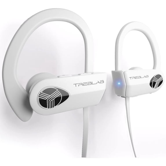 TREBLAB XR500 Bluetooth Running Headphones, IPX7 Waterproof, Noise Cancelling, Secure-Fit, Wireless Sport Earbuds with Mic