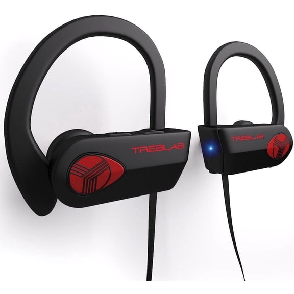 TREBLAB XR500 Bluetooth Running Headphones, IPX7 Waterproof, Noise Cancelling, Secure-Fit, Wireless Sport Earbuds with Mic