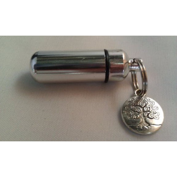 TREE OF LIFE MEDALLION Cremation Urn Keychain with Engraved Heart - Includes Velvet Pouch &amp; Fill Kit