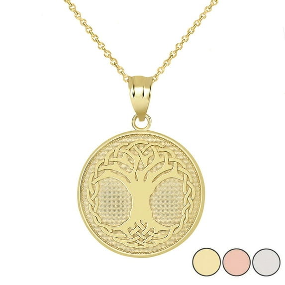 TREE OF LIFE PENDANT NECKLACE IN GOLD (YELLOW/ ROSE/WHITE) : 10K Pendant with 20" chain