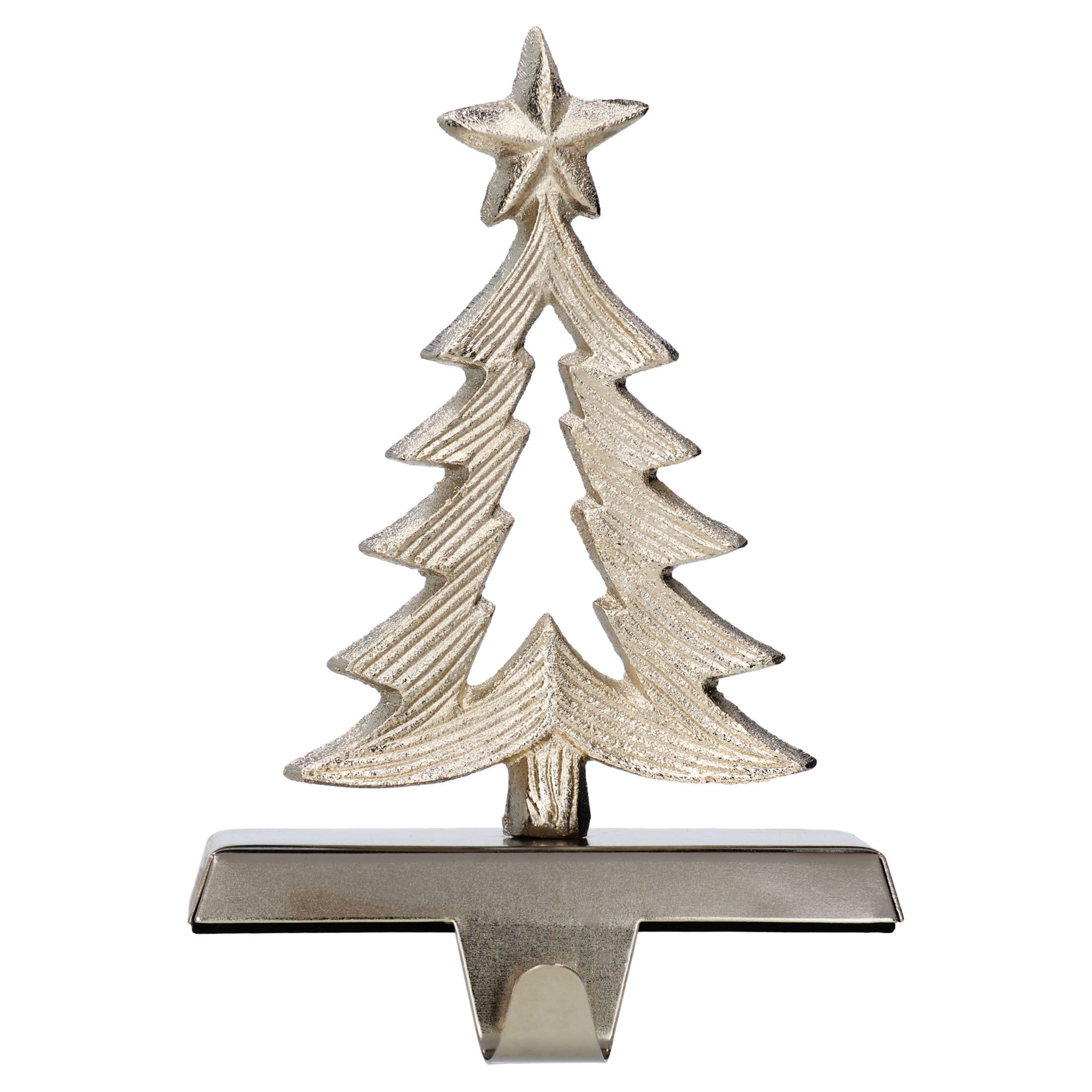 Aluminum Tree Christmas Stocking Holder, Silver, 7.8", by Holiday Time