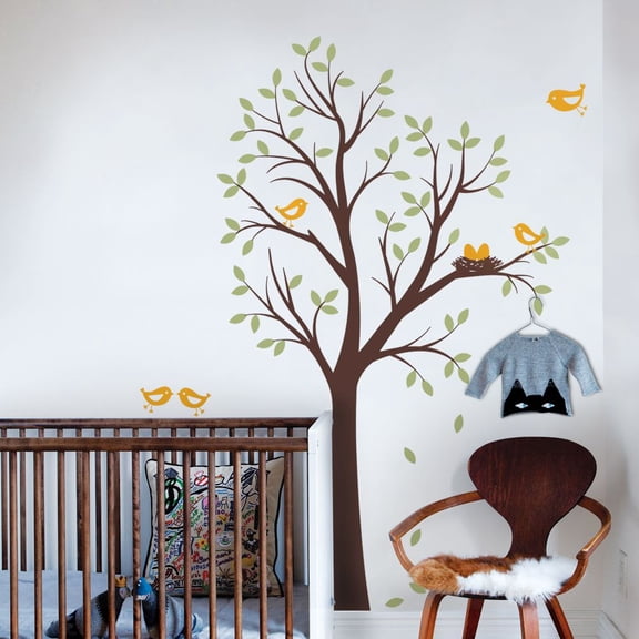 TREE WITH BIRDS AND NEST DECAL