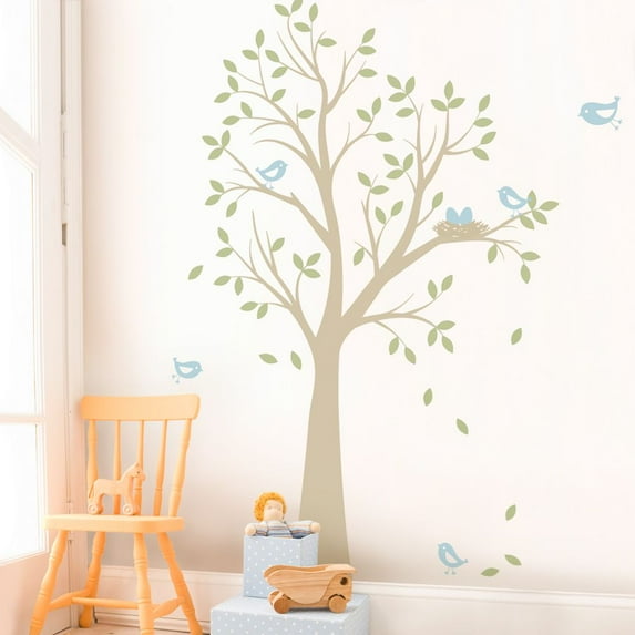 TREE WITH BIRDS AND NEST DECAL