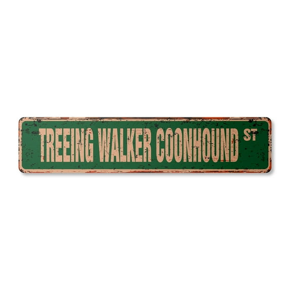 TREEING WALKER COONHOUND Vintage Aluminum Street Sign foxhound hunt game hunter hunting rustic metal tin | Indoor/Outdoor | 24" Wide