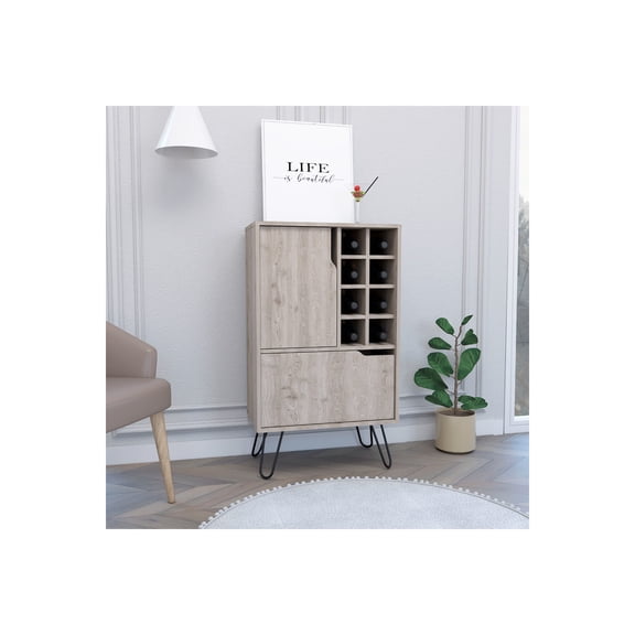 TREEVOL FURNITURE L Bar Cabinet Silhill