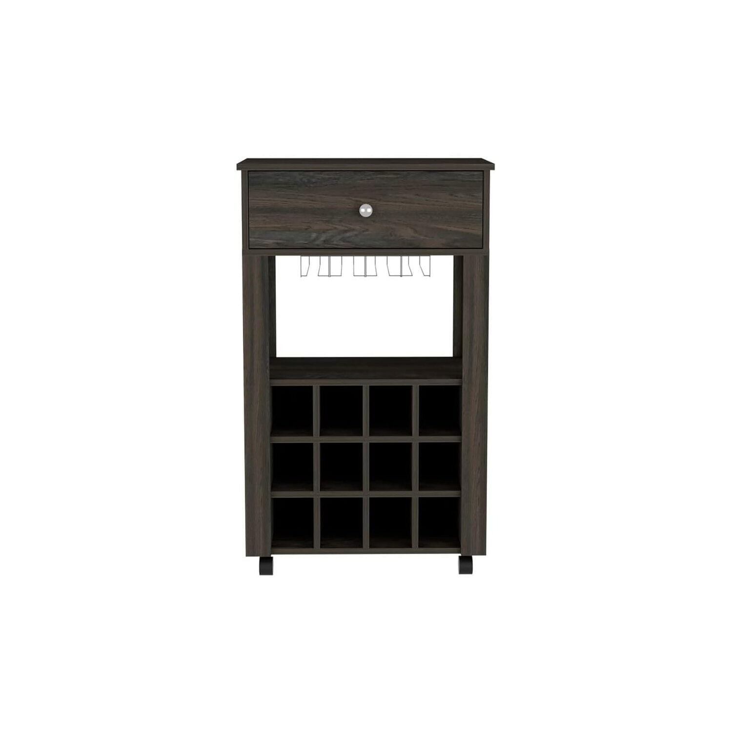 Dark Walnut Rectangular TV Stand with Cabinet and Shelves