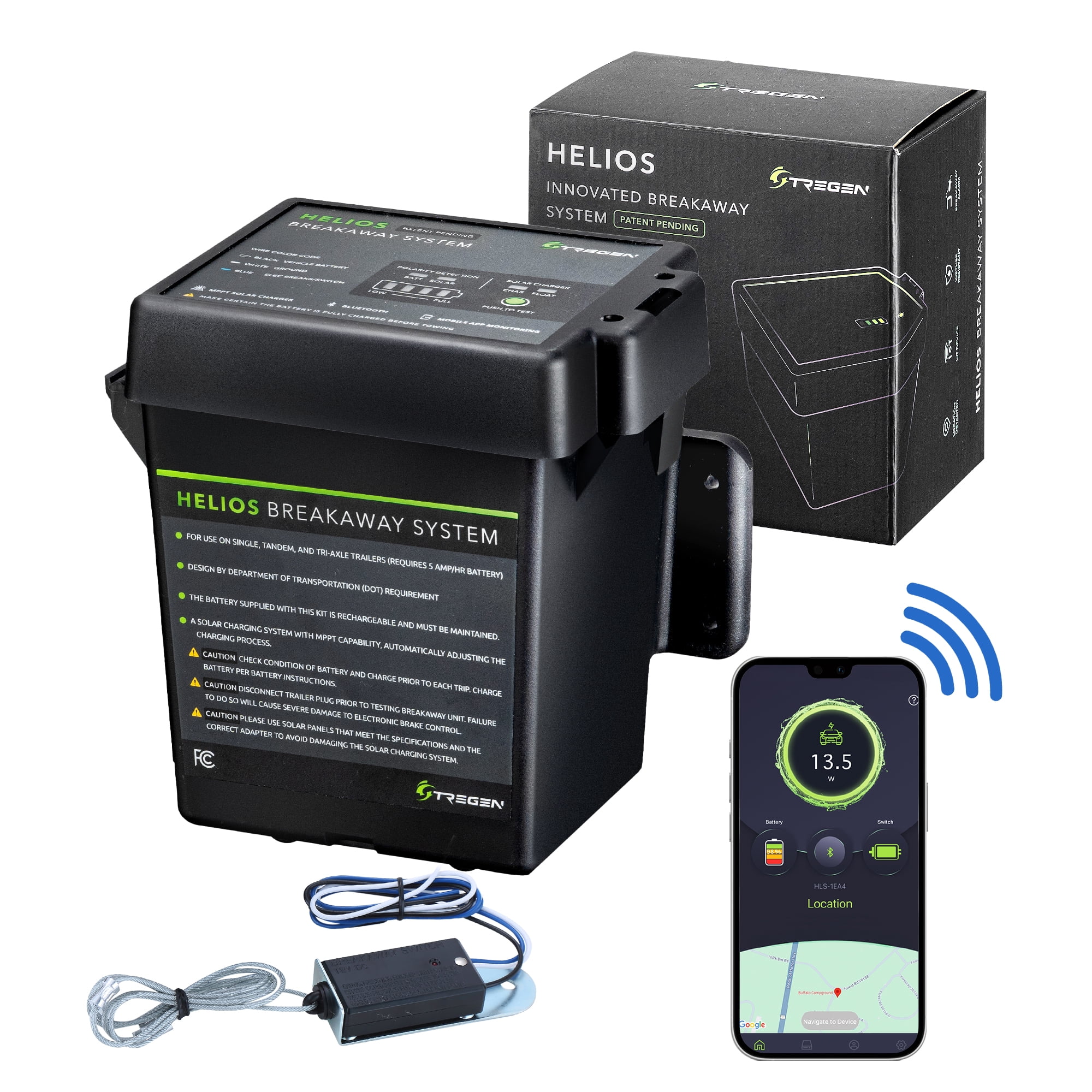 TREGEN HELIOS 88211 Smart Trailer Breakaway Kit with LED Indicator ...