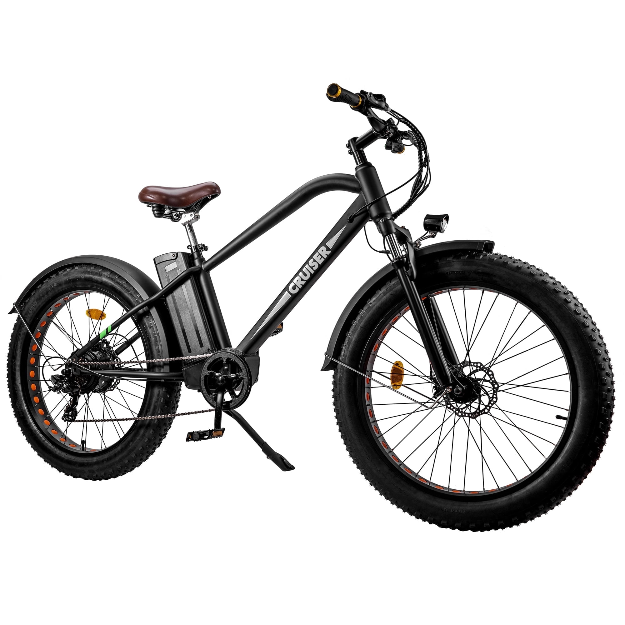 Gpower 26" Cruiser Fat Tire Electric Bike for Adults, 500W Motor, 48V 12Ah Battery, 7-Speed, Disc Brakes