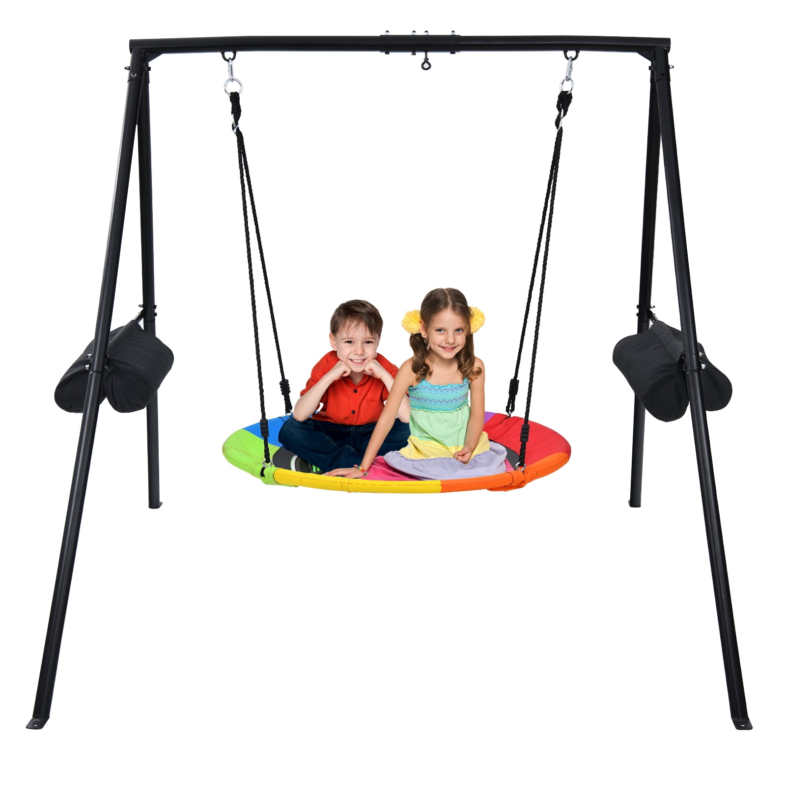"TREKASSY 440lbs Flying Kids Swing Set, 40"" Rainbow Circle Saucer