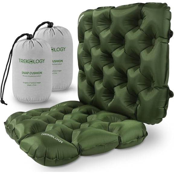TREKOLOGY Snap Cushion Inflatable Seat Cushion, 2-Pack (Green)