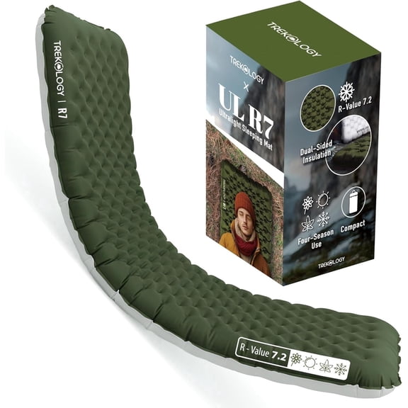 TREKOLOGY UL R7 Camping Sleeping Pad – 4" Thick, Ultra-Light, All-Season Mat (US)