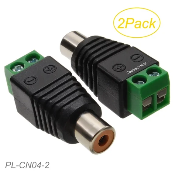 TREND- 2-Pack Rca Female Jack To 2-Screw Terminal Block Audio/Video Connectors