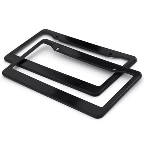 TREND- 2Pc Black Plastic License Plate Frame Tag Cover For Car Suv Van Truck - D