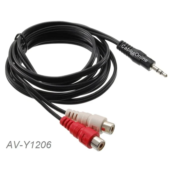 TREND- 6Ft 3.5Mm Stereo Male To 2-Rca Female Rd/Wh Audio Cable, Cablesonline Av-Y1206