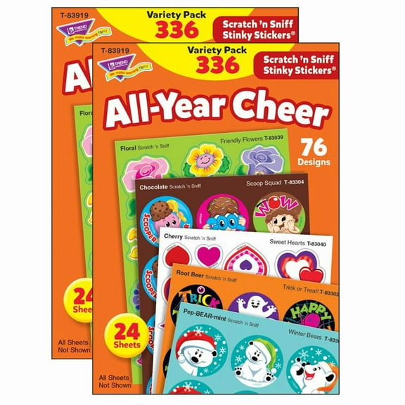 TREND All Year Cheer Stinky Stickers Variety Pack, 336 Count Per Pack, 2 Packs