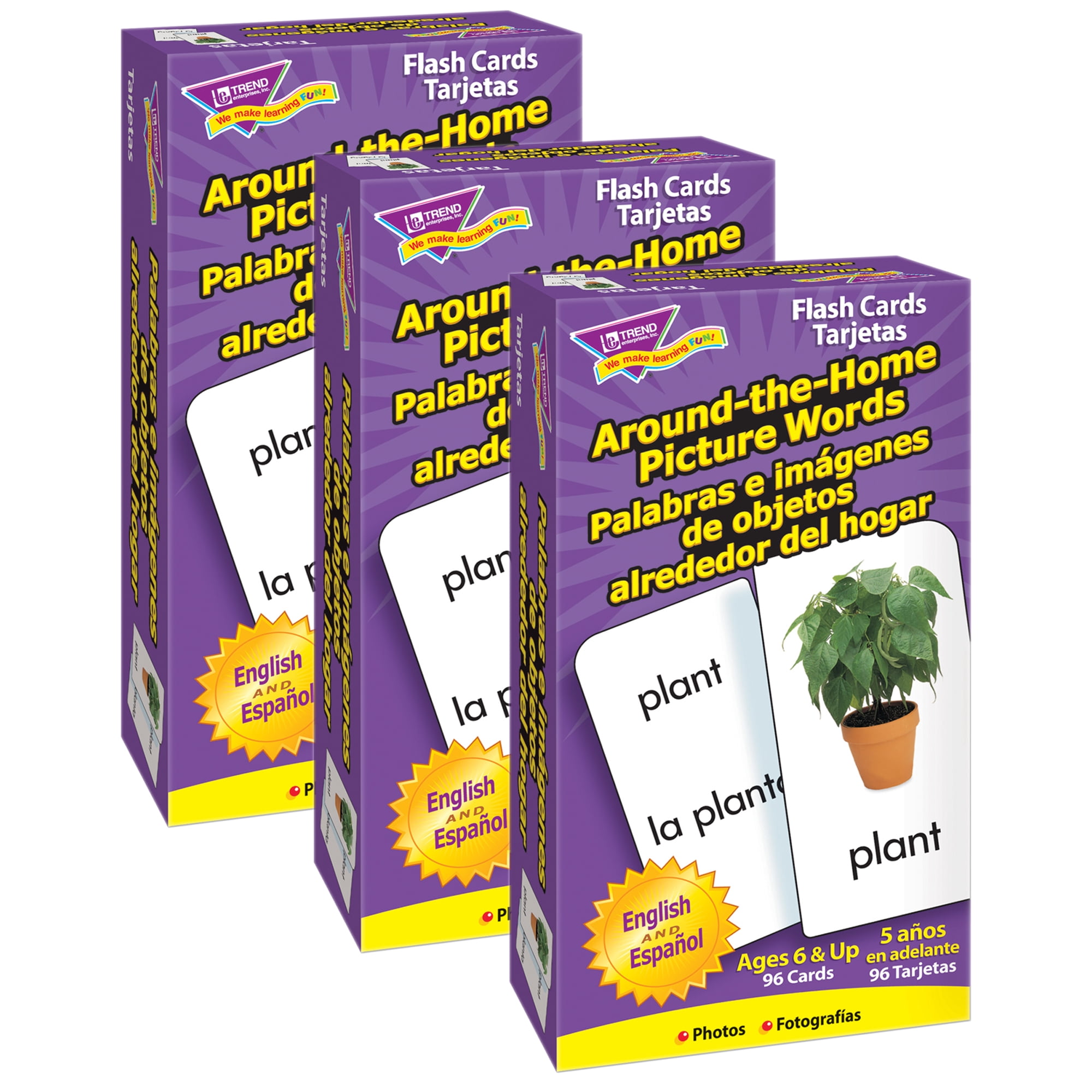 TREND Around-the-Home/Palabras (EN/SP) Skill Drill Flash Cards, 3 Packs ...
