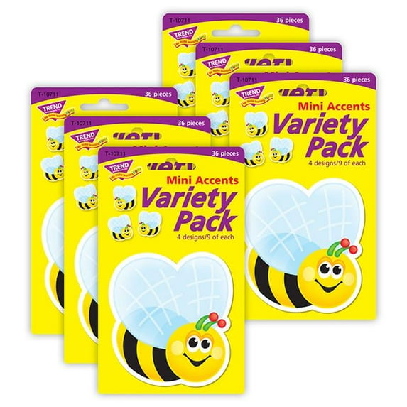 TREND Bees Mini Accents Variety Pack, 36 Per Pack, 6 Packs