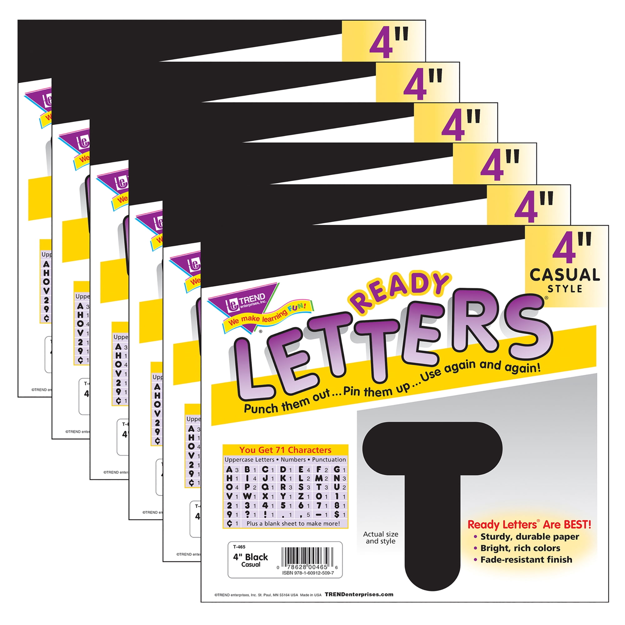 TREND Black 4-Inch Casual Uppercase Ready Letters, 432 Pieces - Walmart.com