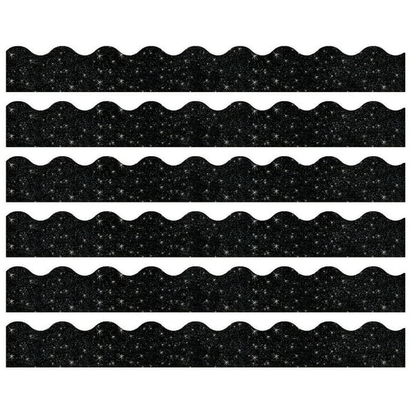 TREND Black Sparkle Terrific Trimmers, 32.5' Per Pack, 6 Packs