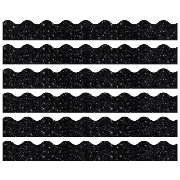 TREND Black Sparkle Terrific Trimmers, 32.5' Per Pack, 6 Packs